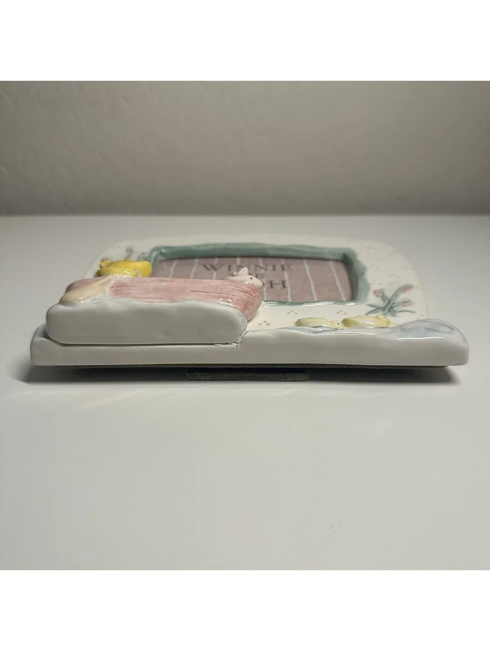 Vintage Disney Winnie The Pooh Ceramic Frame Pooh & Piglet In Boat Cottagecore